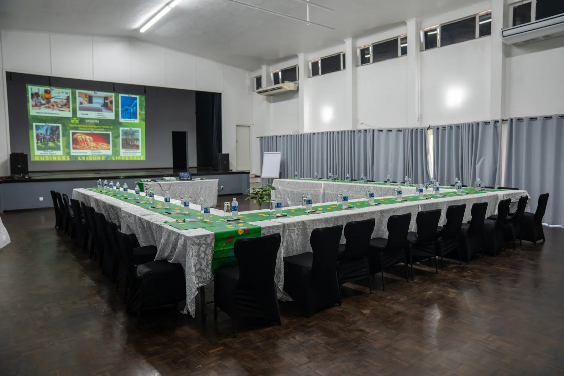 The conference hall set for delegates
